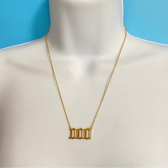 Angel Number 000 Pendant Necklace Gold Plated CZ - Picture 4 of 6